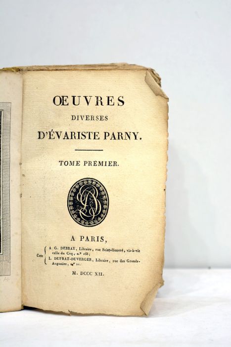LIVRE ANCIEN PARNY OEUVRES DIVERSES POESIES EROTIQUES 1812 | eBay